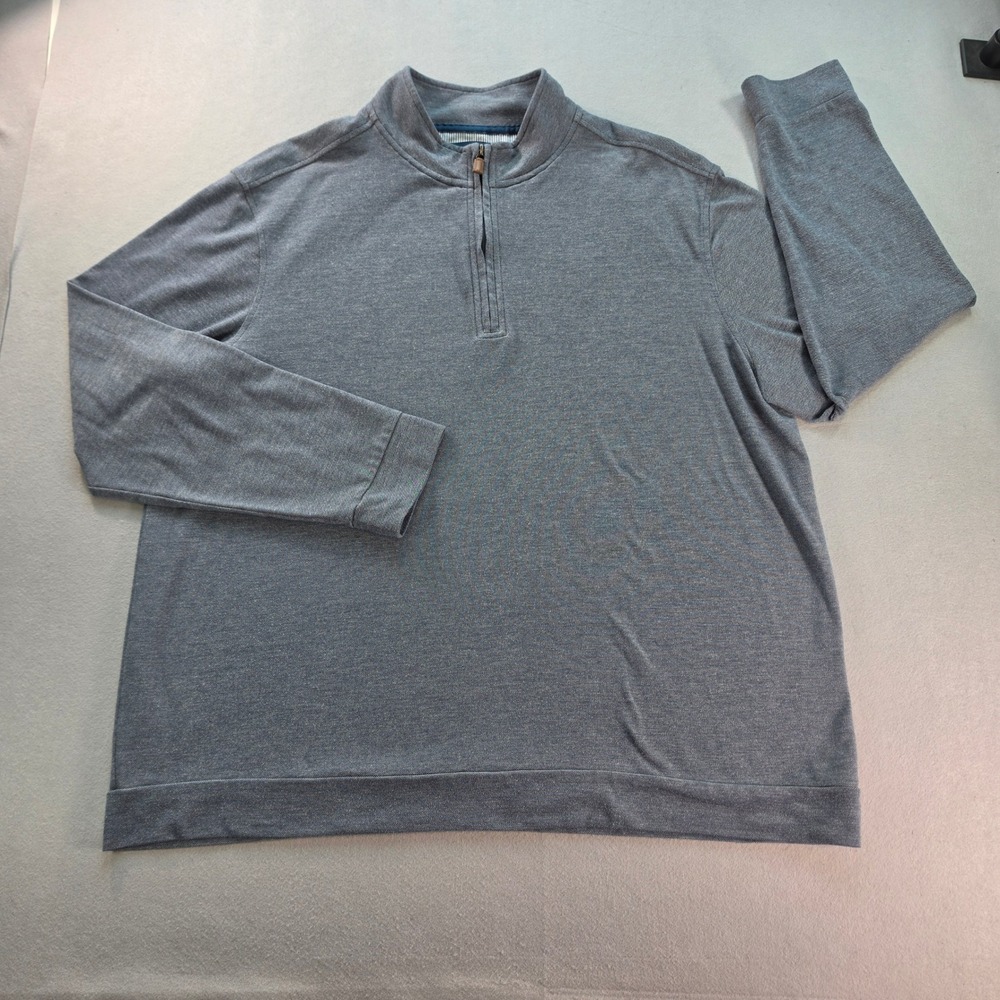 Fairlane Performance Pique Mens XXL Quarter Zip Pullover Blue Gray Stretch L/S